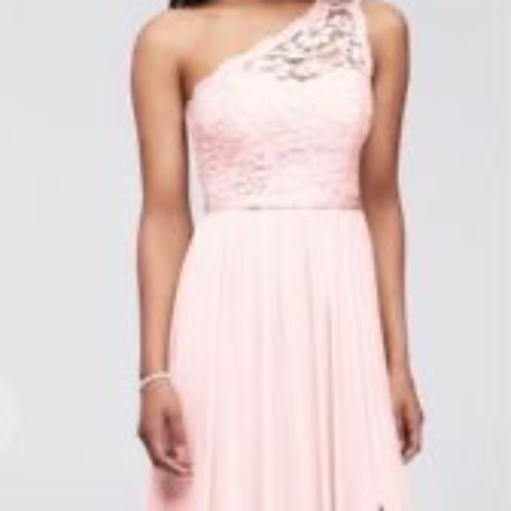 One shoulder chiffon long Formal gown NEW! Pink size 12 . Tags still on
